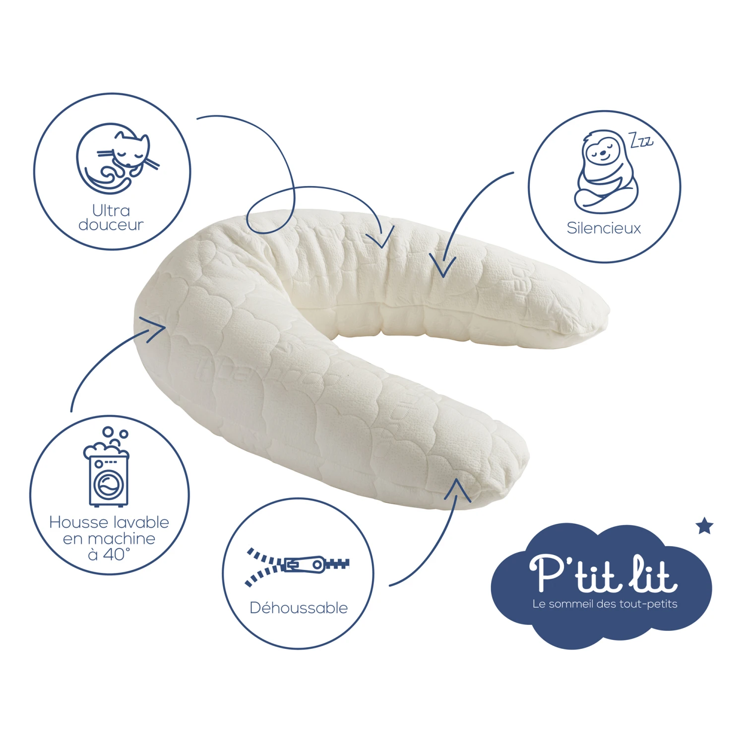 Coussin D'allaitement Bambou Ecru De P'tit Lit 4 Coussin D'allaitement Bambou Ecru De P'tit Lit – Image 2