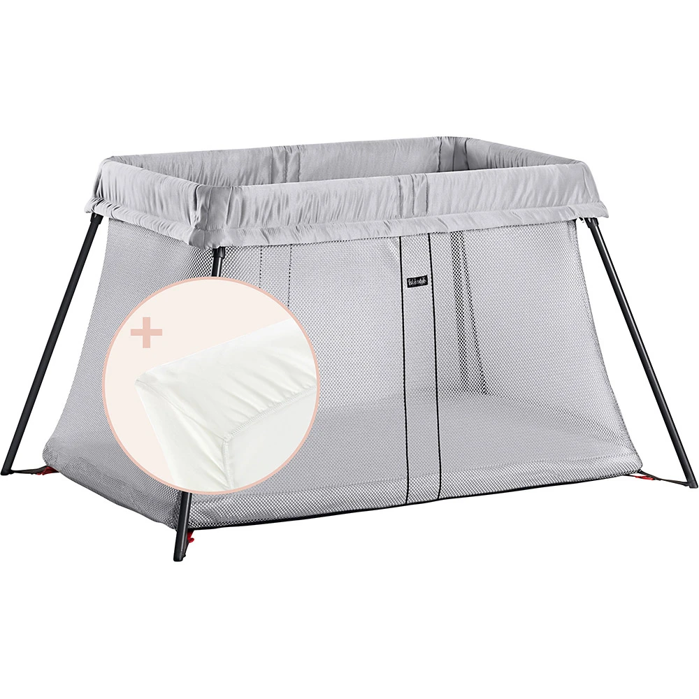 Lit De Voyage Light + Drap Housse Argent De BabyBjörn 3 Lit De Voyage Light + Drap Housse Argent De BabyBjörn