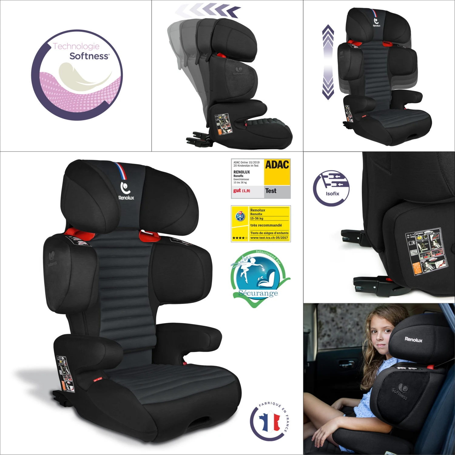 Renofix Groupe 2/3 Isofix Inclinable Softness® Carbon De Renolux 7 Renofix Groupe 2/3 Isofix Inclinable Softness® Carbon De Renolux – Image 5