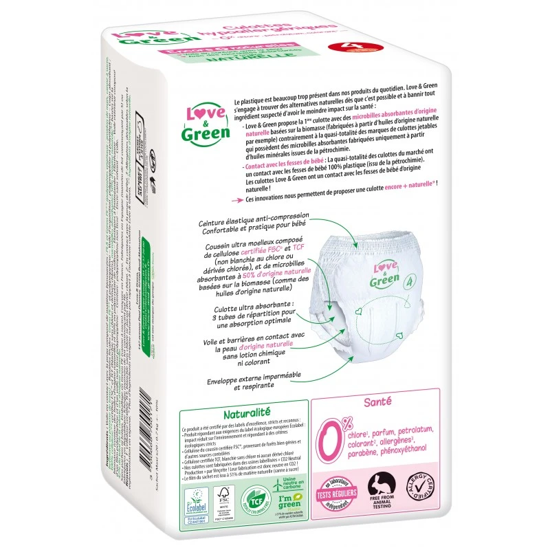 Couches-culottes écologiques Blanc T5 De Love & Green 4 Couches-culottes écologiques Blanc T5 De Love & Green – Image 2