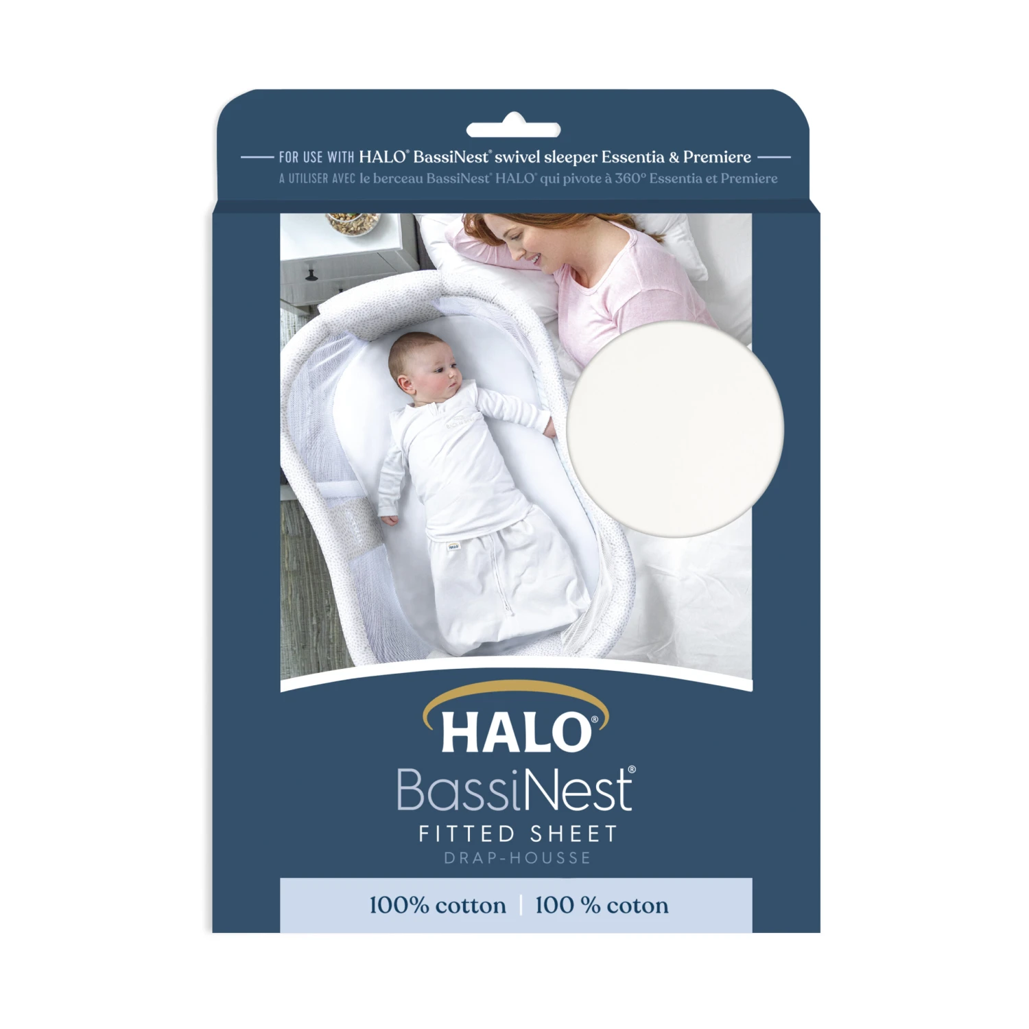 Drap Housse BassiNest® Blanc De Halo 6 Drap Housse BassiNest® Blanc De Halo – Image 4