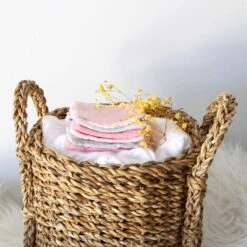 Lot De 6 Lingettes Lavable En Mousseline Blanc/rose 10 X 10 Cm De Trois Kilos Sept -Produits Pour Bébé 01146206 3