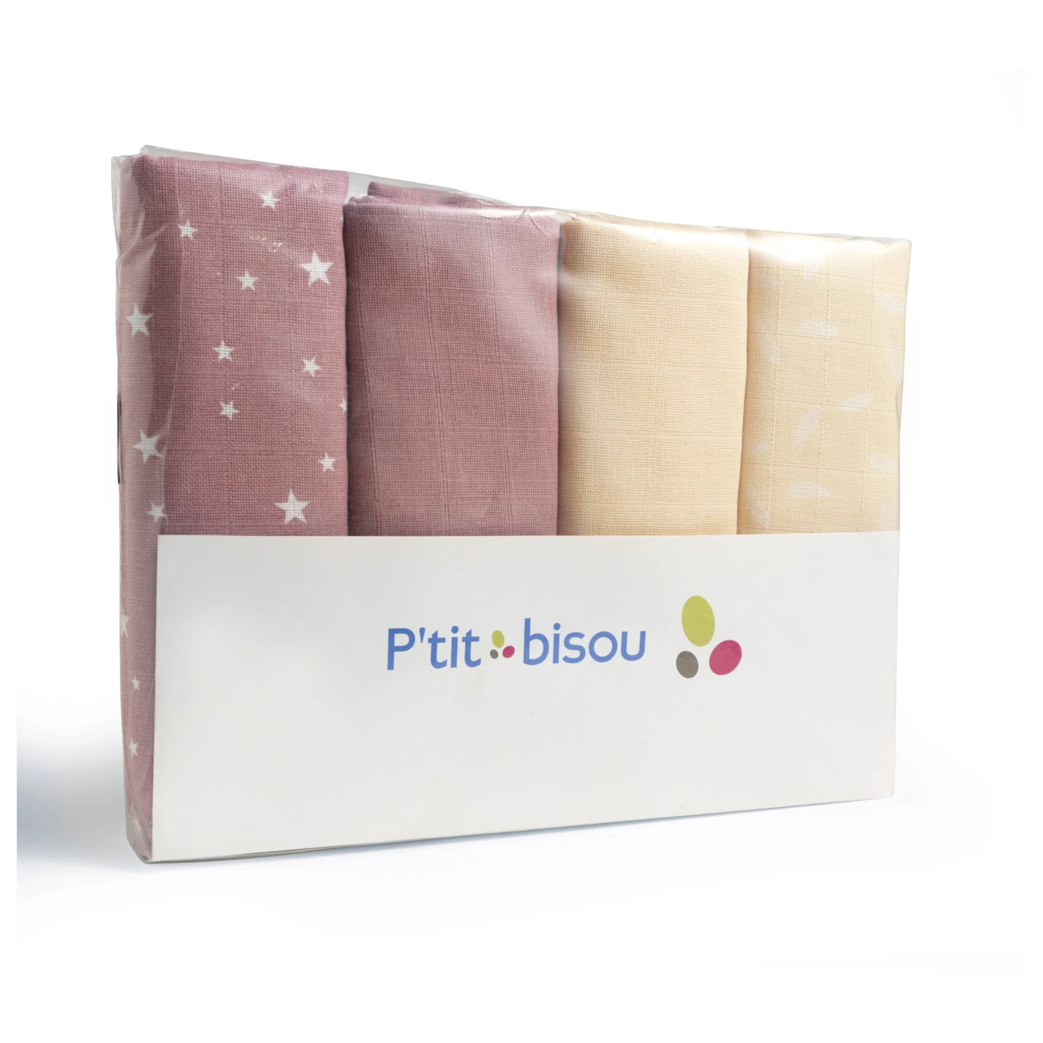 Lot De 4 Langes Rose Douceur 110 X 110 Cm De P'tit Bisou 4 Lot De 4 Langes Rose Douceur 110 X 110 Cm De P'tit Bisou – Image 2