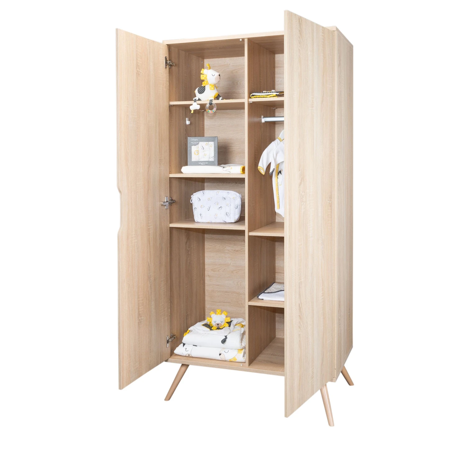 Sixties Armoire 2 Portes Bois De Sauthon Baby's Sweet Home 4 Sixties Armoire 2 Portes Bois De Sauthon Baby's Sweet Home – Image 2