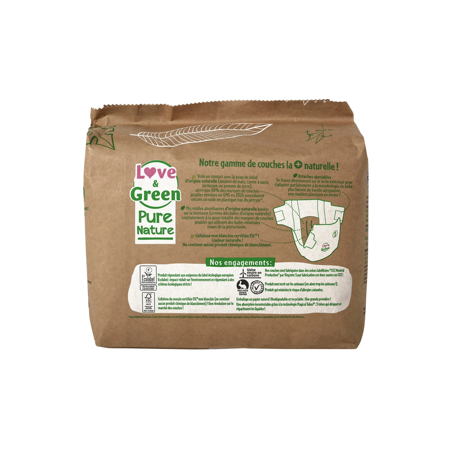 Couches écologiques Pure Nature Eco Label T1 De Love & Green 4 Couches écologiques Pure Nature Eco Label T1 De Love & Green – Image 2