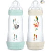 Lot De 2 Biberon Easy Start Anti-colique Débit 3 Aqua & Lin 320 Ml De Mam -Produits Pour Bébé 01159503 1