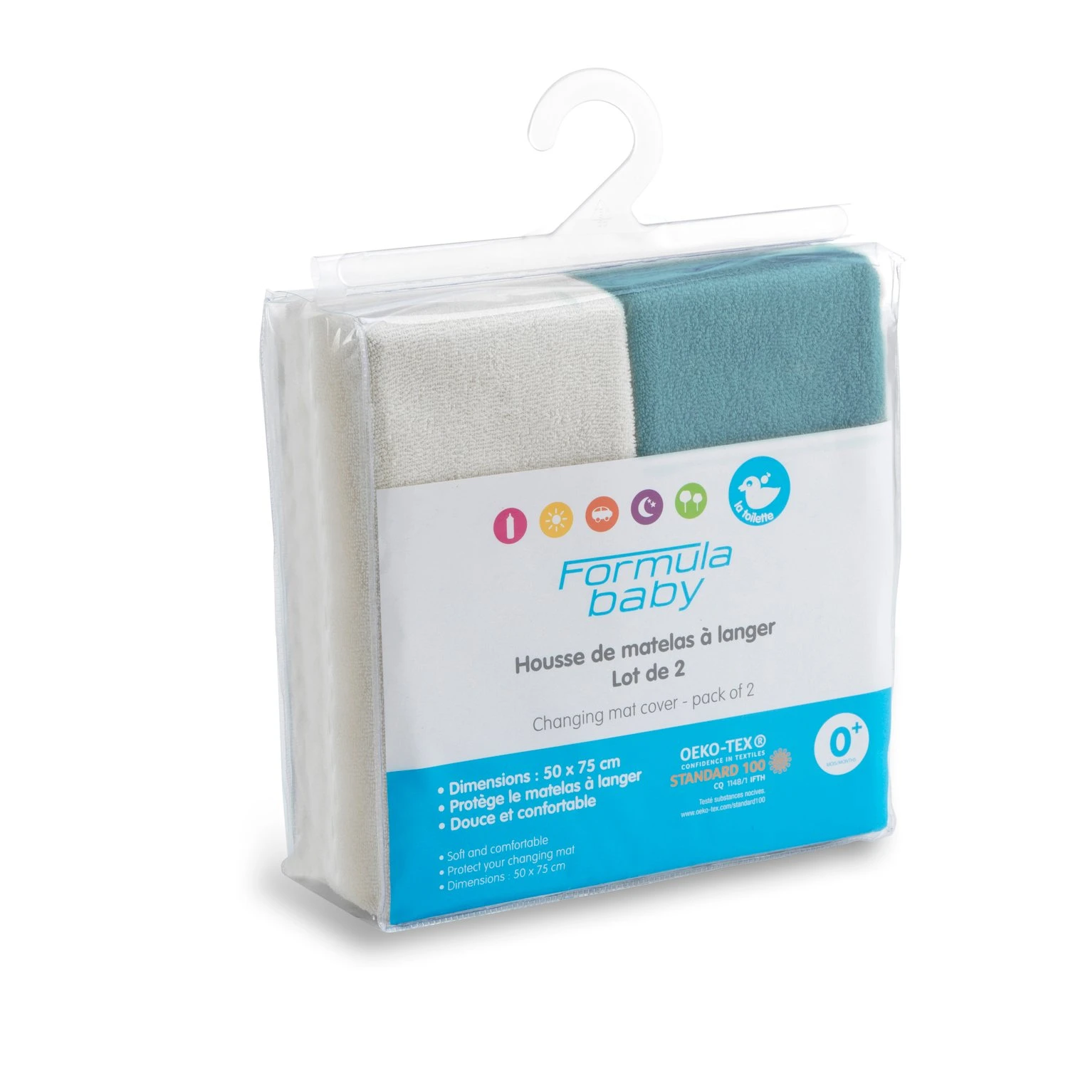 Lot De 2 Housse à Matelas à Langer Ecru/Nile De Formula Baby 3 Lot De 2 Housse à Matelas à Langer Ecru/Nile De Formula Baby