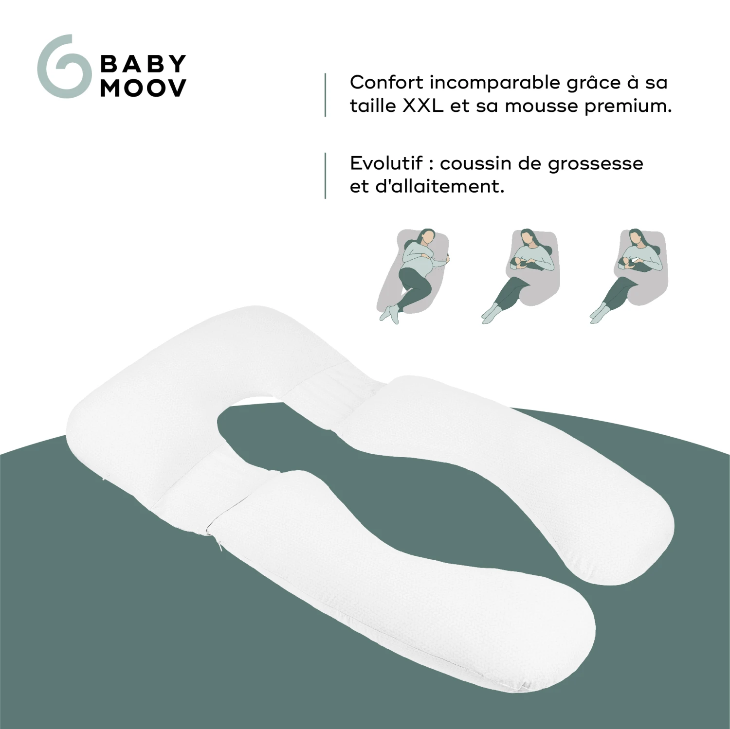 Coussin D'allaitement & De Grossesse Grand Format - B.Love XXL Mineral Gris De Babymoov 5 Coussin D'allaitement & De Grossesse Grand Format - B.Love XXL Mineral Gris De Babymoov – Image 3